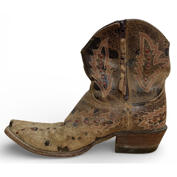 Lucchese Diva Savina Cowboy Boots Brown 7 B Western Ankle Limited Edition - Picture 6 of 11